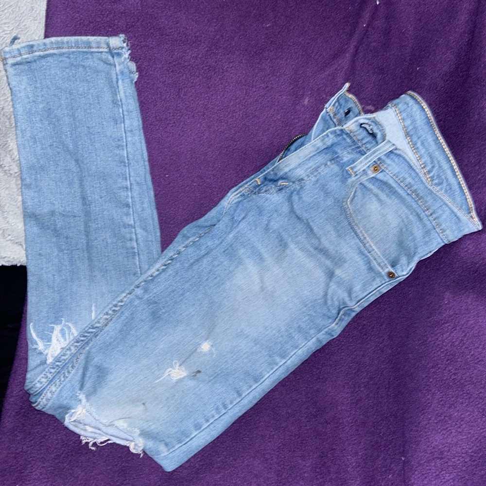 Levis custom distressed jeans